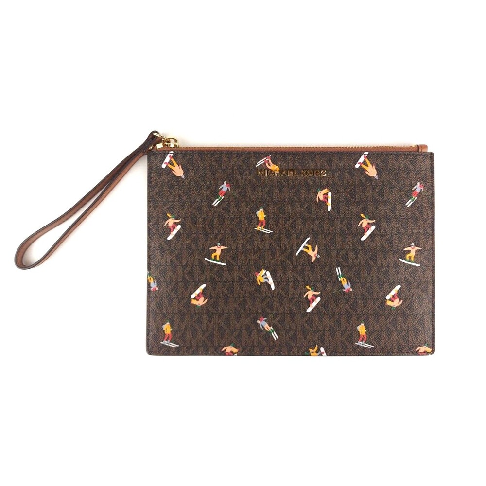 Michael Kors Brown Multi Ski Aspen JST XL Clutch Wristlet